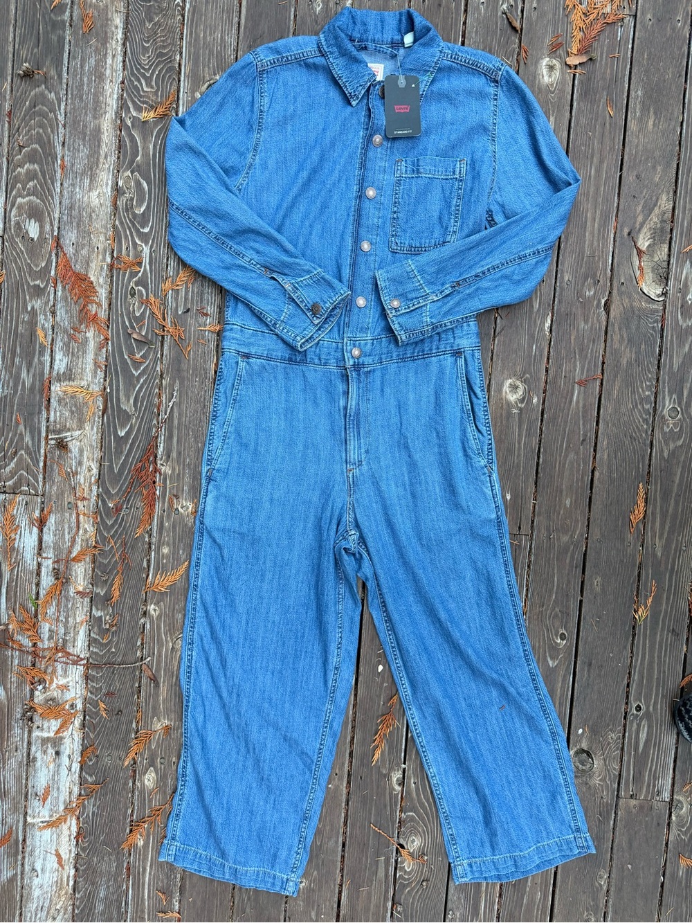 NWT Levi's Heritage Denim Long Sleeve Jumpsuit XS $98 Blue Utility Boilersuit